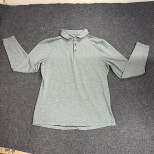 Lululemon Polo Shirt Mens Large Gray Long Sleeve Heather Performance Tech Golf
